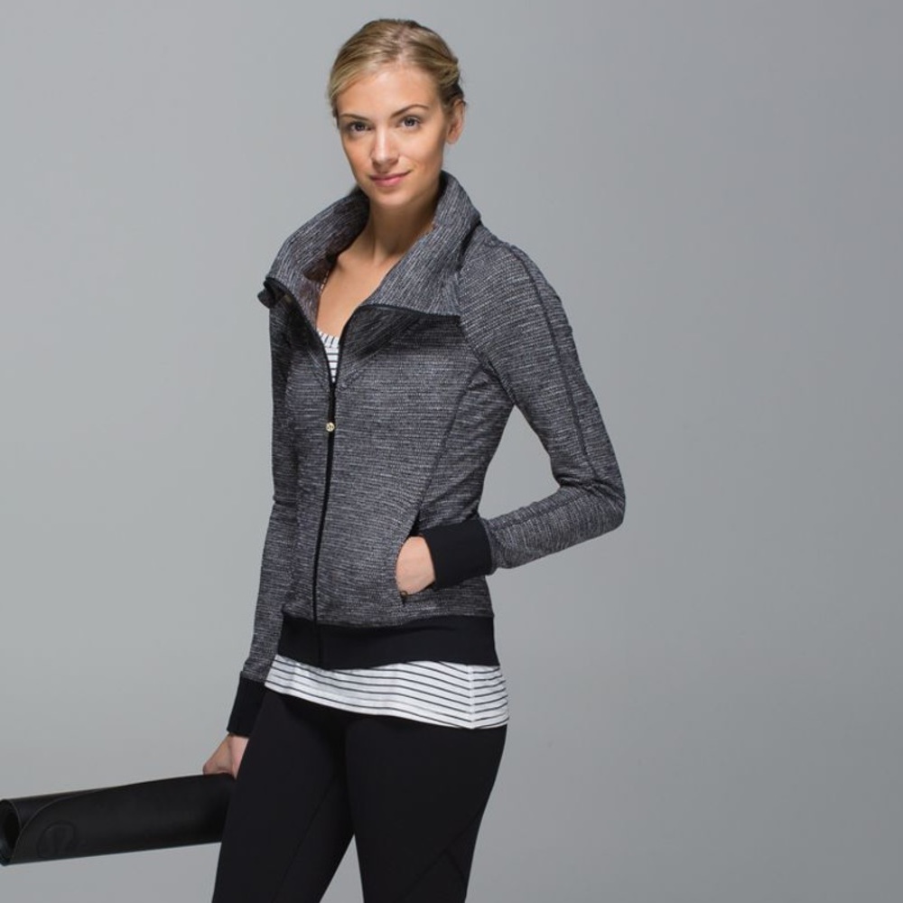 Lululemon Be Present High Neck Collar Jacket in Grey black blend - size 6 - Picture 10 of 10
